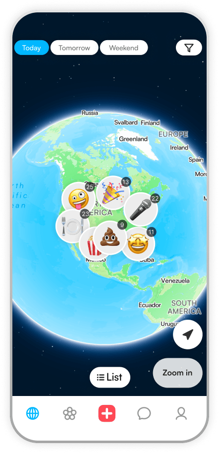 Explore nearby plans on the Yuno Social map